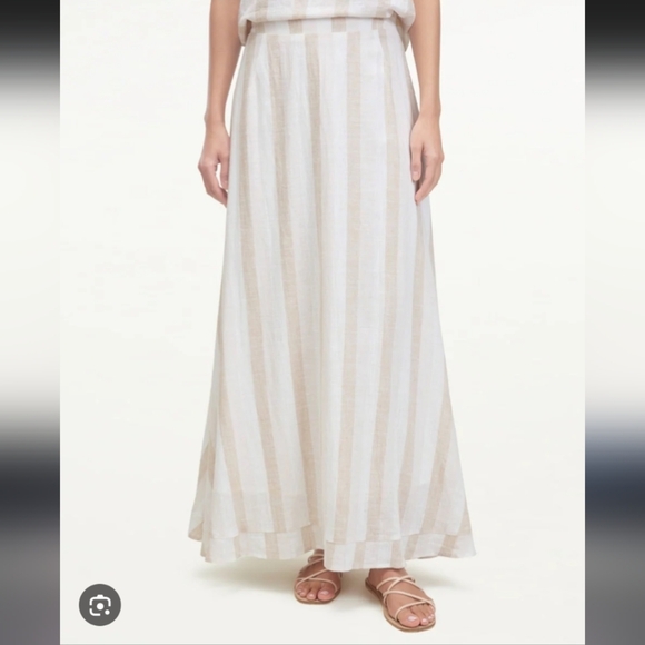 Splendid Sunset Macadamia Stripe Linen Blend Maxi Skirt SZ-L EUC - Picture 1 of 9